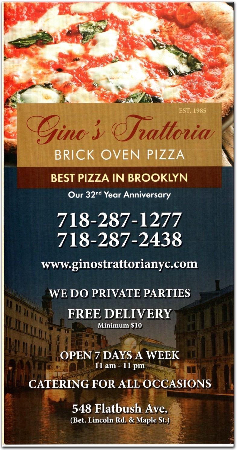 Gino S Pizza Restaurant In Brooklyn Menus Photos