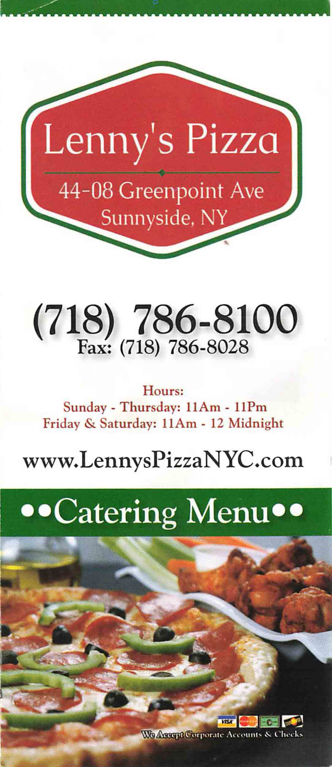 Lenny S Pizza Restaurant In Queens Official Menus Photos