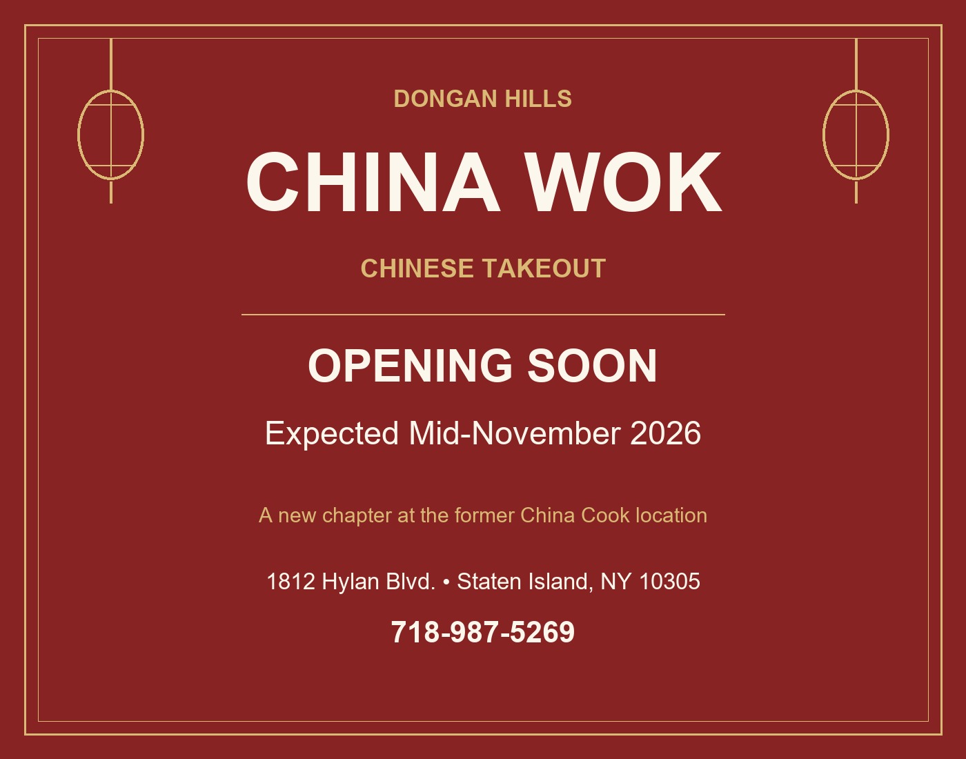 CHINA WOK - Opening Soon