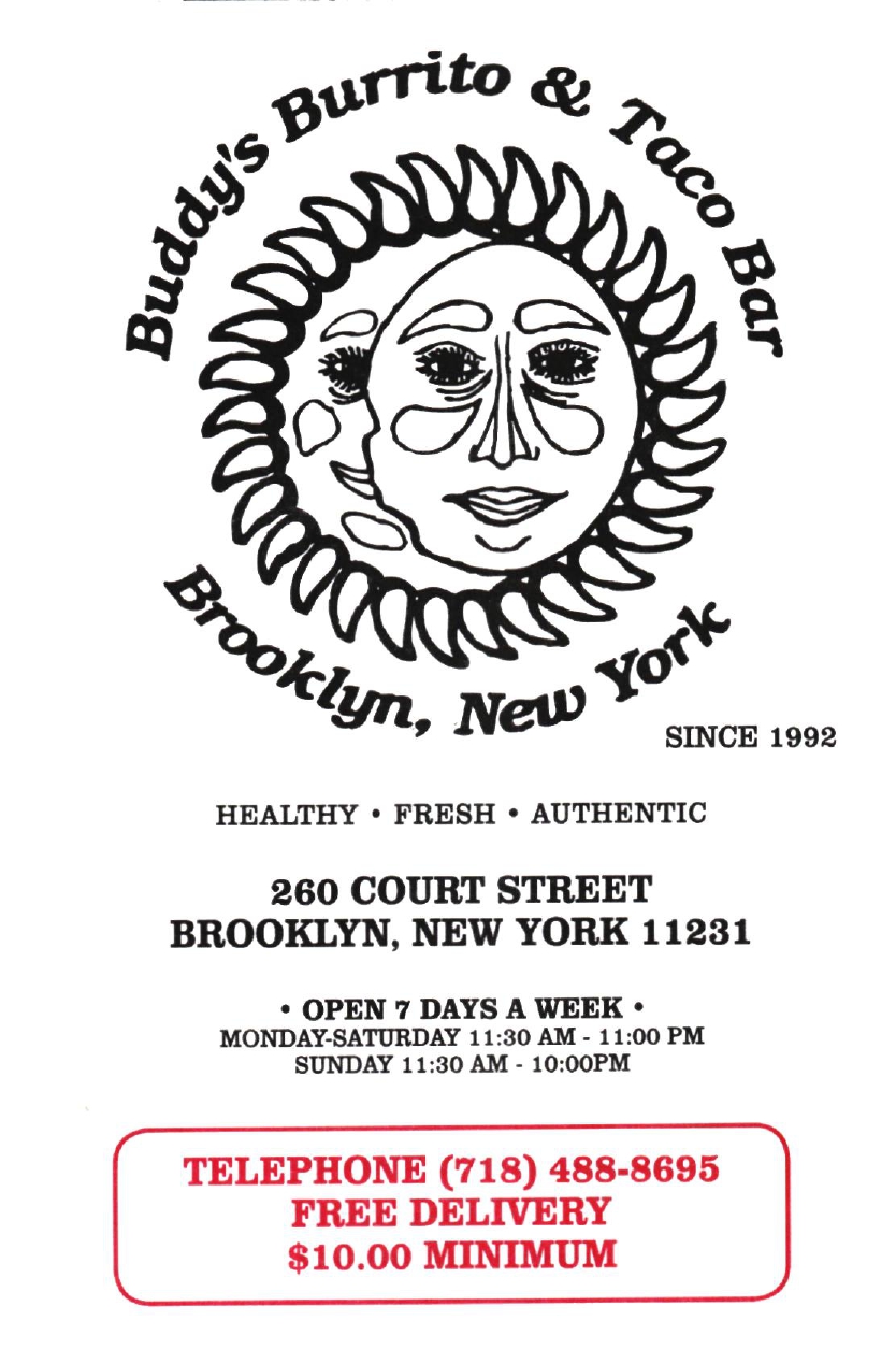 Buddy's Burrito & Taco Bar Restaurant in Brooklyn / Menus & Photos