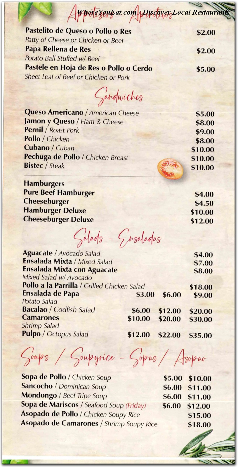 menu image