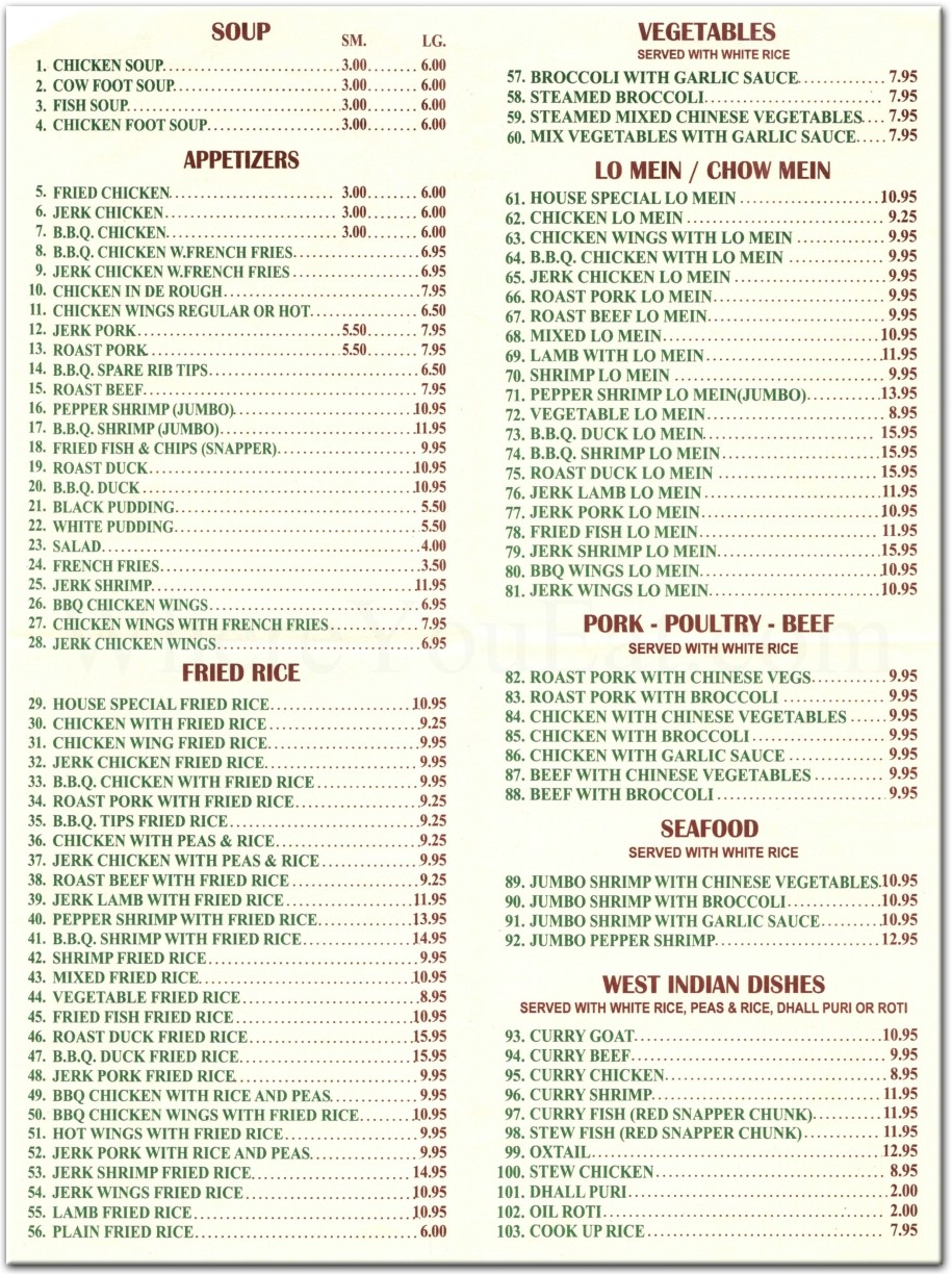 De Bamboo  Express Restaurant  in Brooklyn Official Menus  