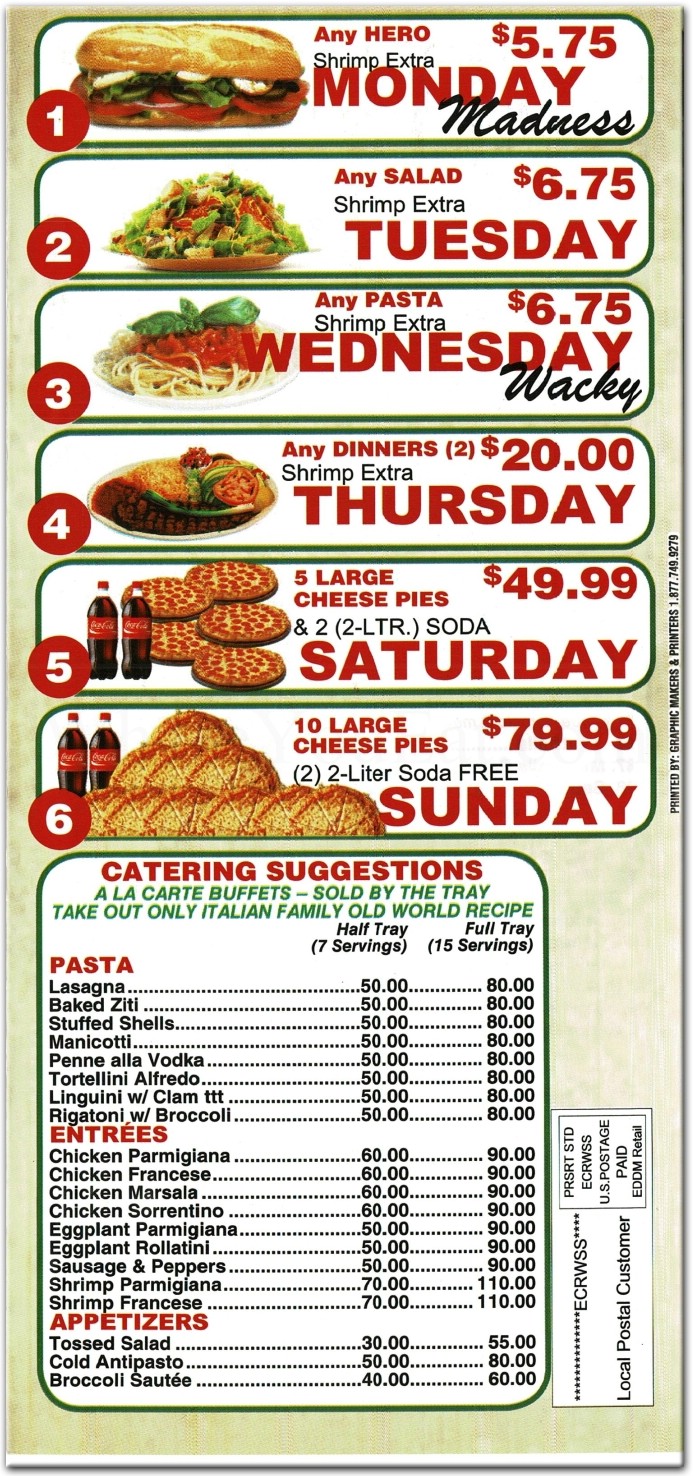 Frank's Bay Pizza Restaurant in Staten Island / Official Menus & Photos