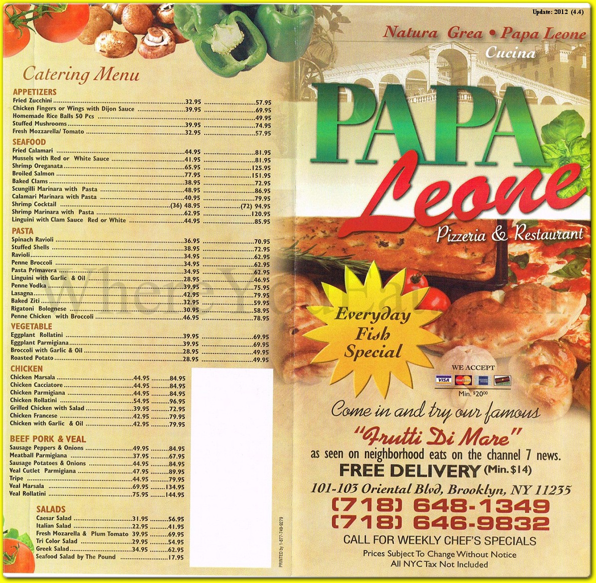 Papa Leone Restaurant in Brooklyn / Menus & Photos