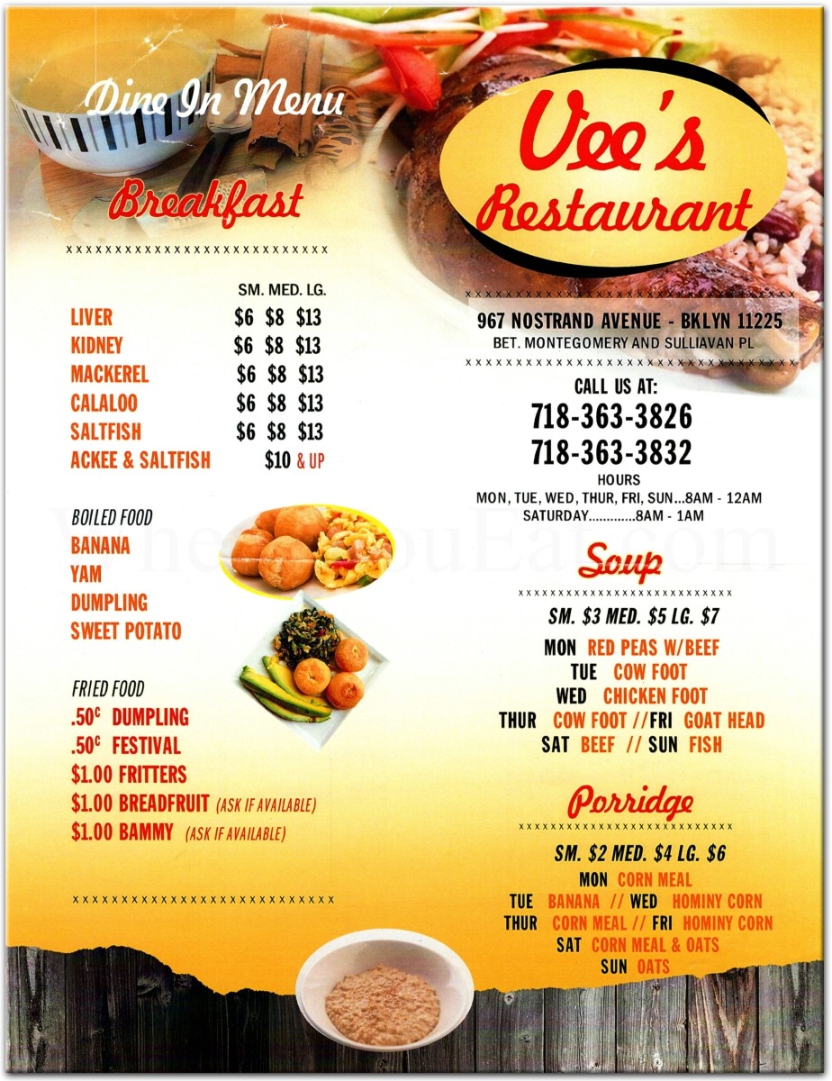 Vee's N1 Restaurant Restaurant in Brooklyn / Official Menus & Photos