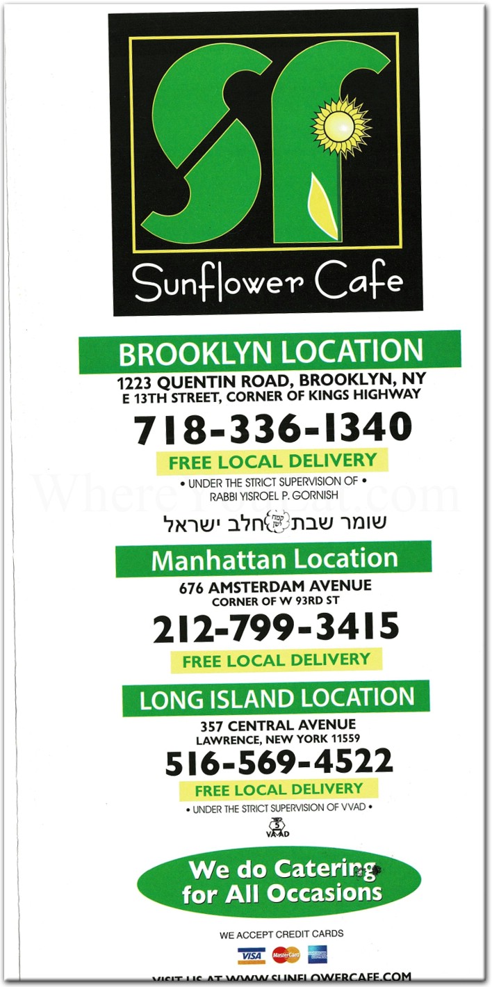 Sunflower Cafe Restaurant in Brooklyn / Official Menus & Photos