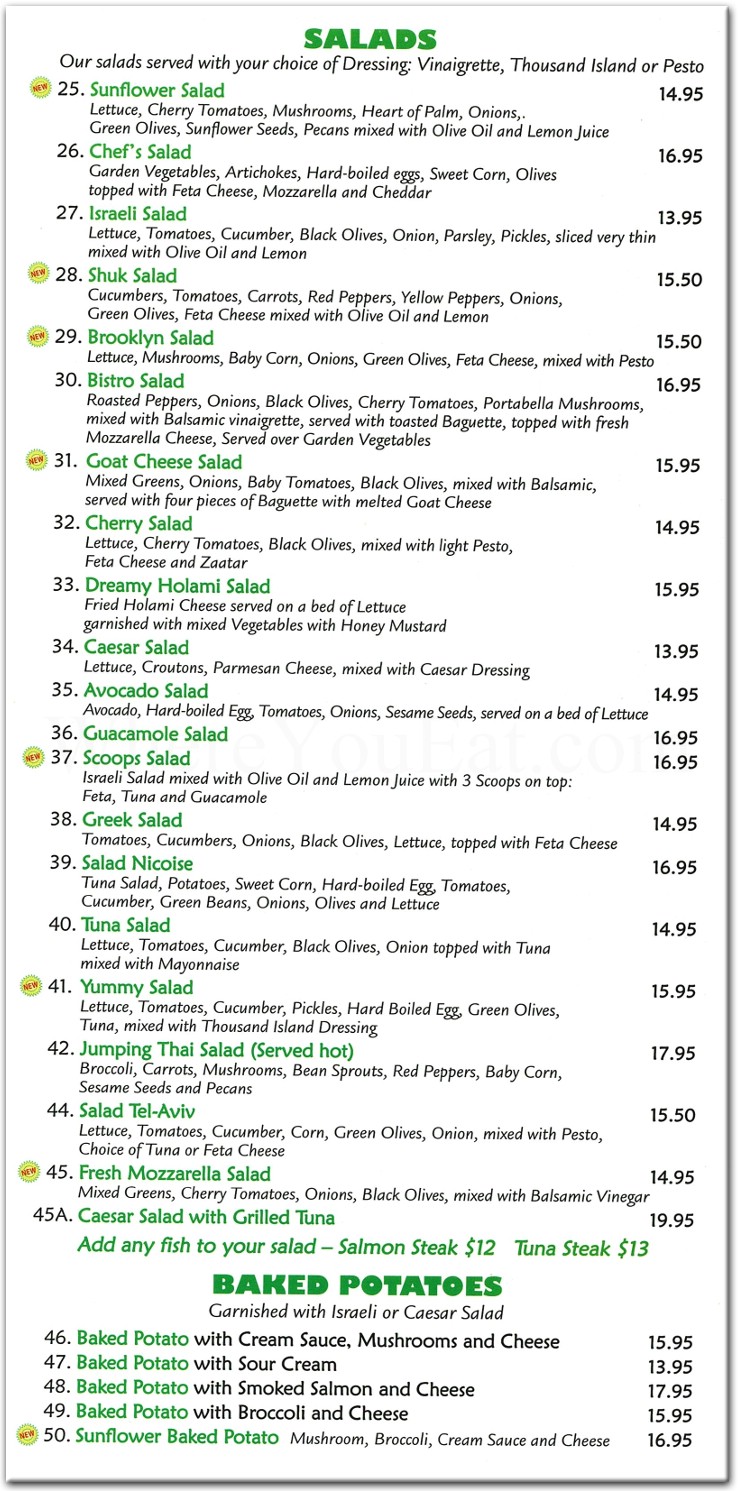 Sunflower Cafe Restaurant in Brooklyn / Official Menus & Photos