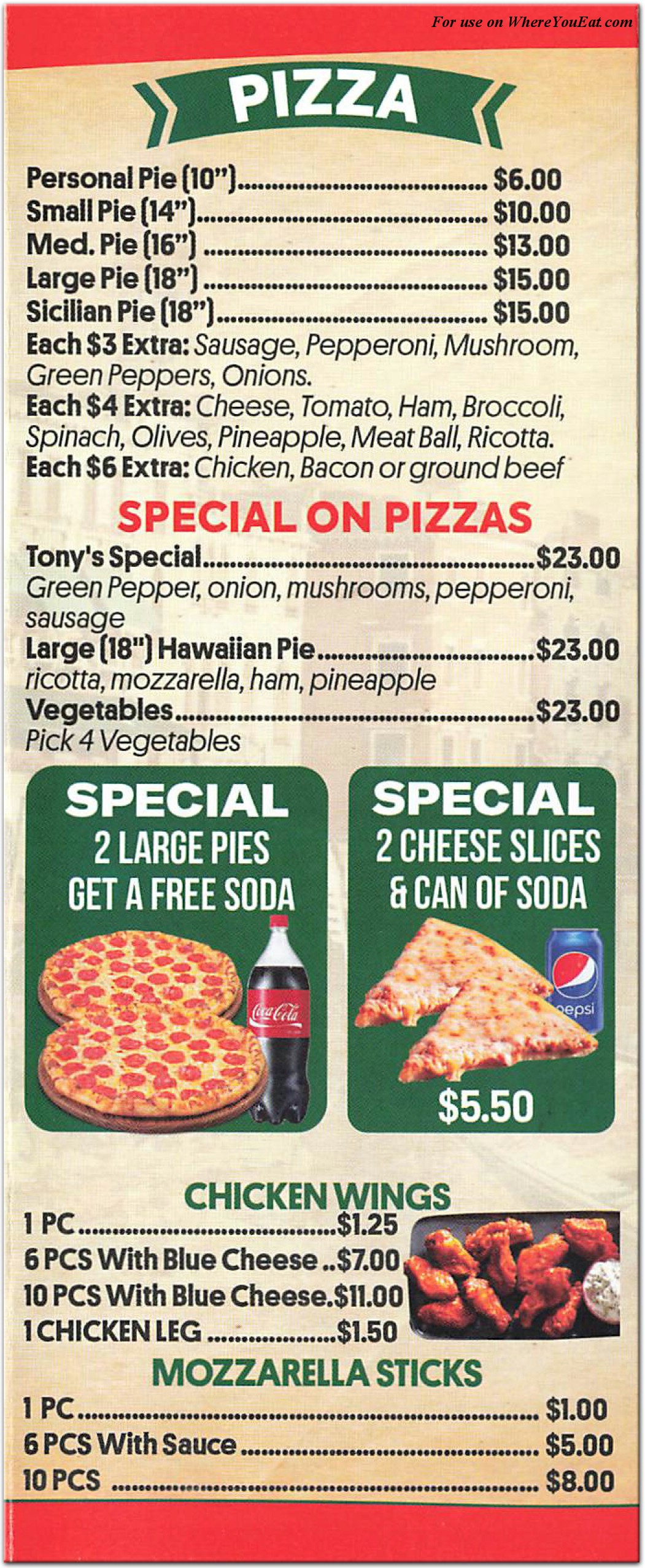 Tony's Pizzeria Restaurant in Brooklyn / Menus & Photos