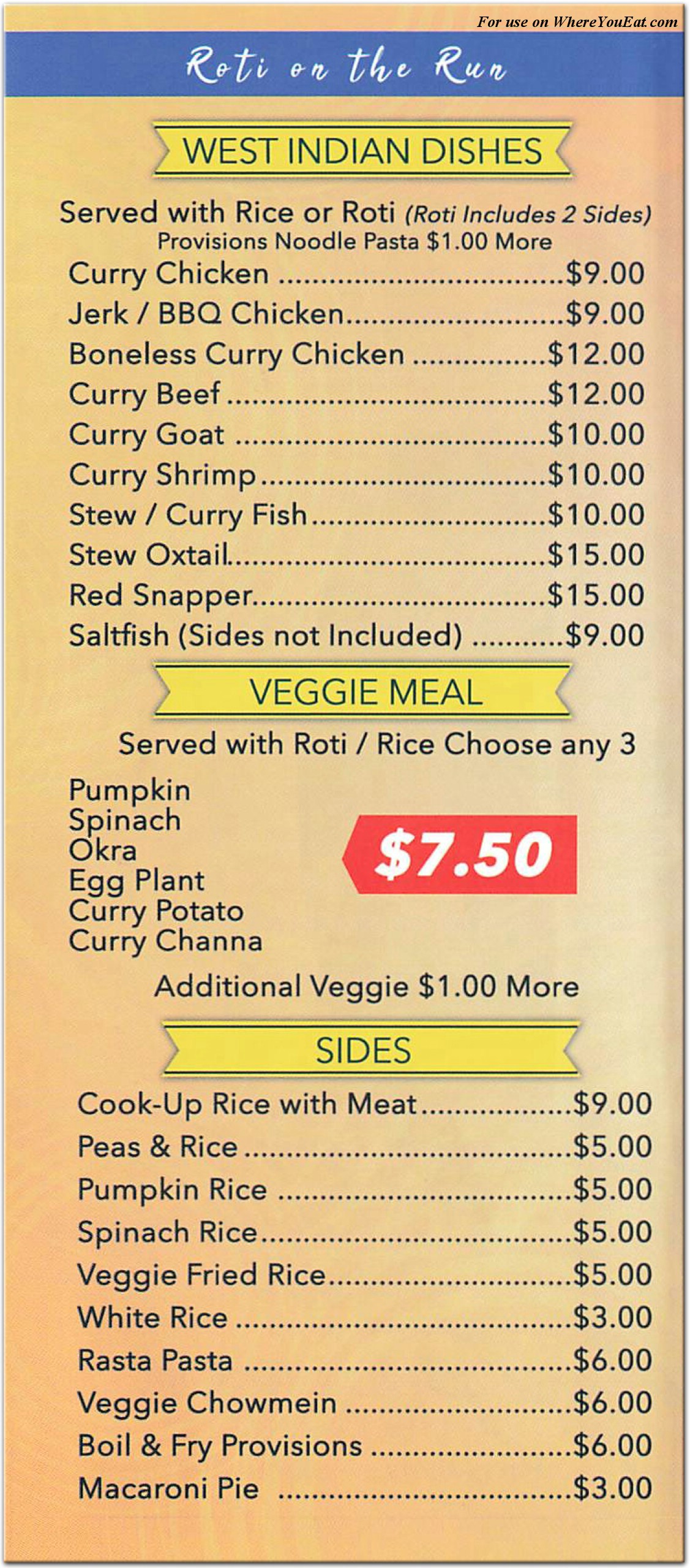 Roti On The Run Restaurant in Brooklyn / Menus & Photos