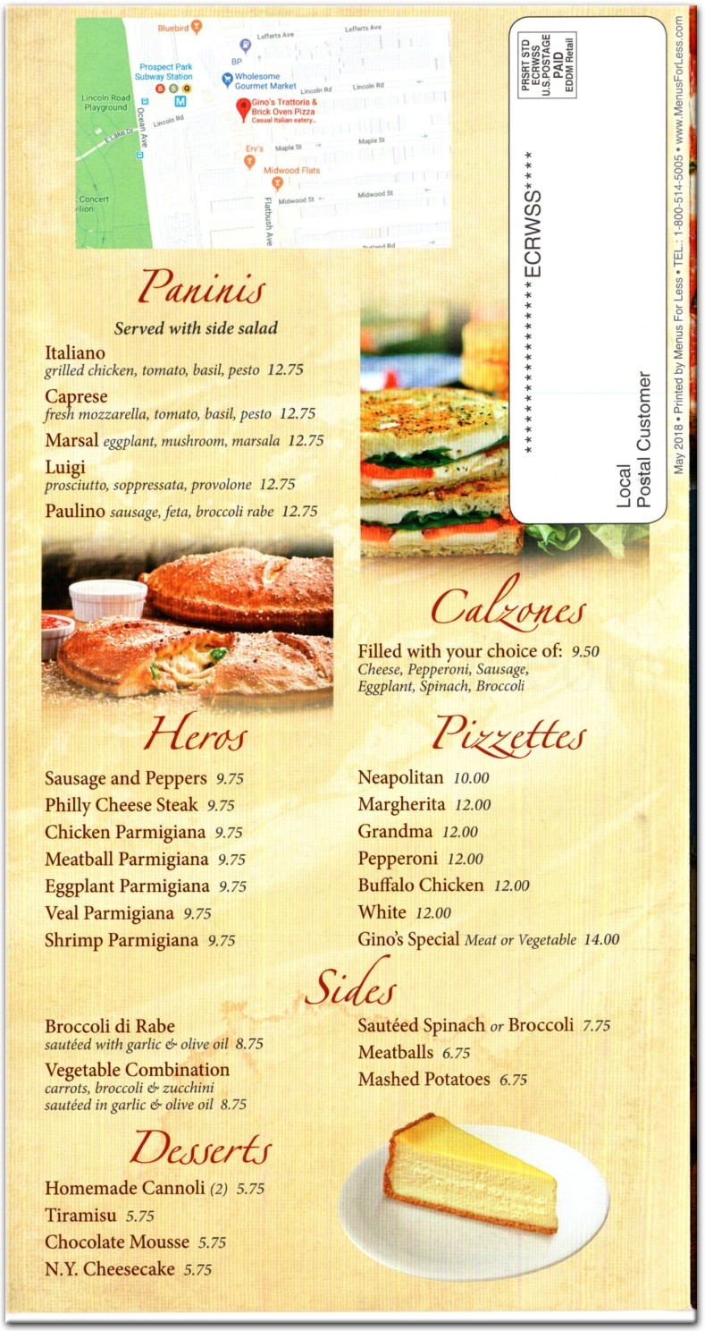 Gino's Pizza Restaurant in Brooklyn / Menus & Photos