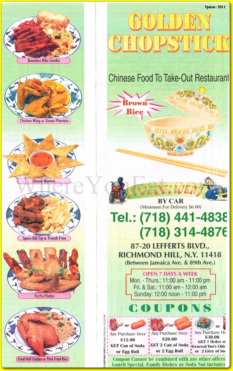 Golden Chopstick Restaurant in Queens / Official Menus & Photos