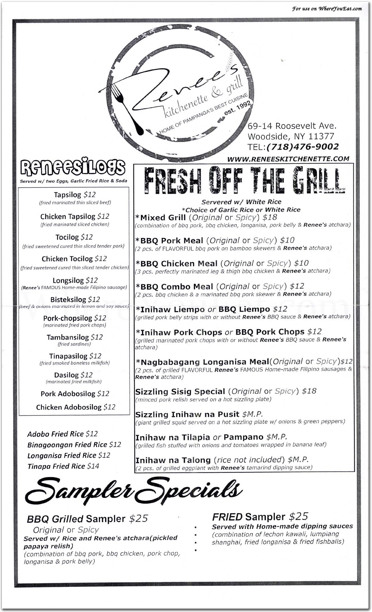 Renee's Restaurant in Queens / Official Menus & Photos