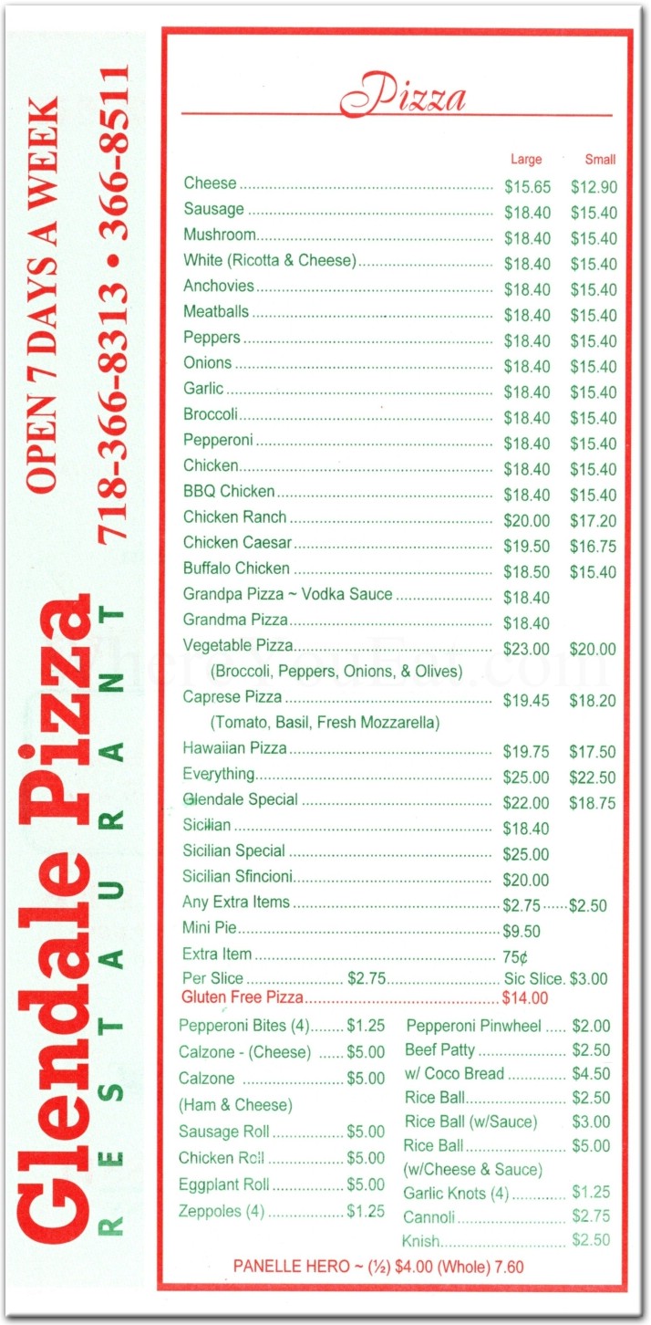 Glendale Pizza Restaurant in Queens / Official Menus & Photos
