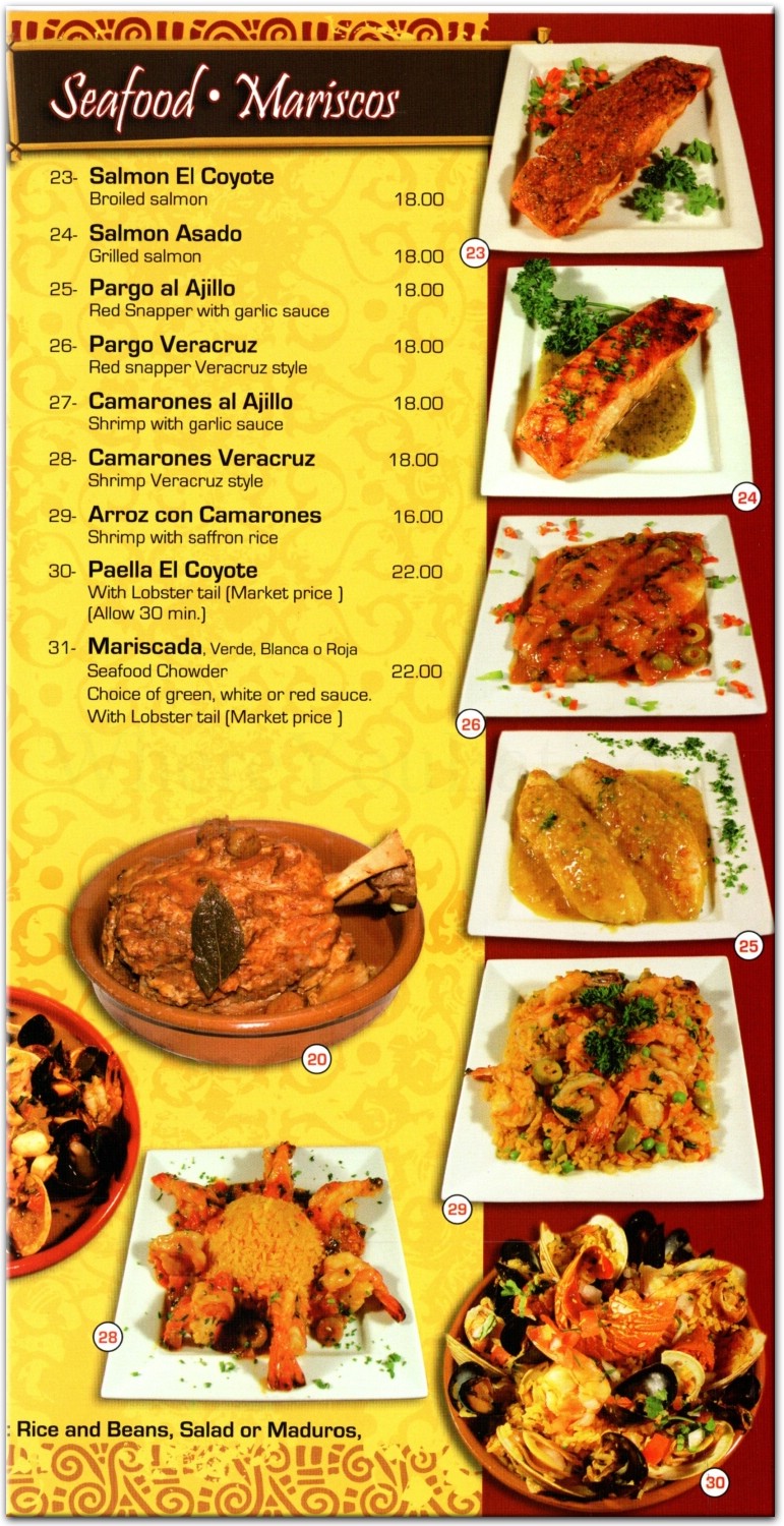 El Coyote Restaurant in Queens / Official Menus & Photos