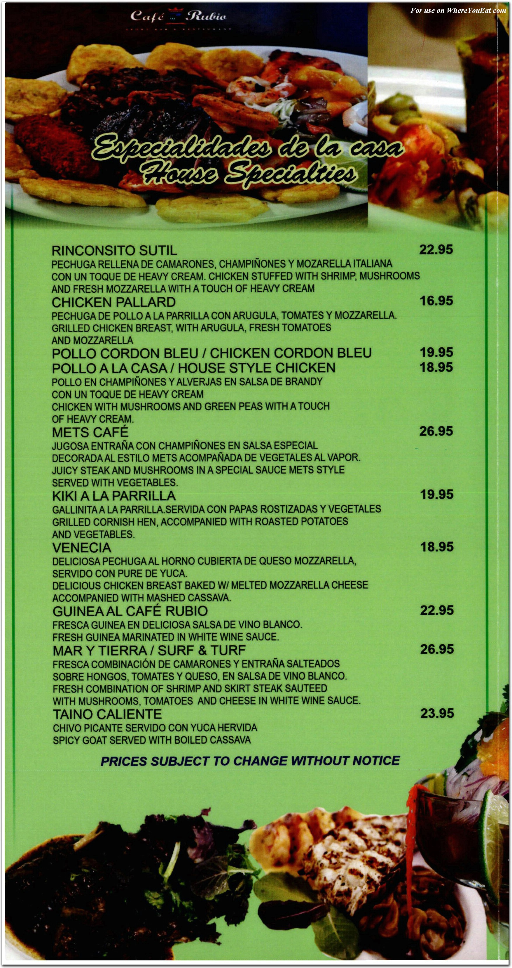 Cafe Rubio Restaurant in Queens / Menus & Photos