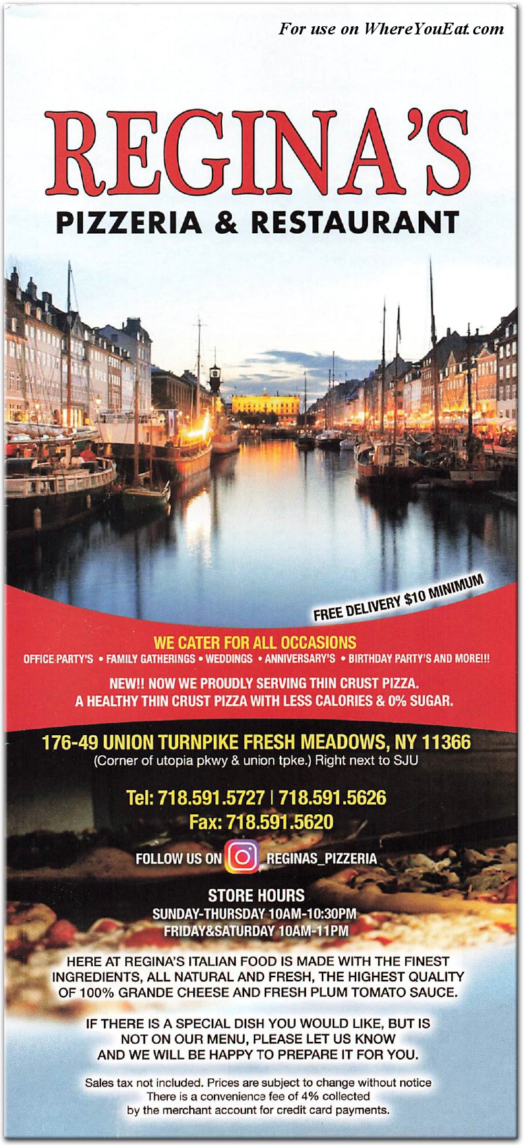 Regina's Pizzeria Restaurant in Queens / Menus & Photos