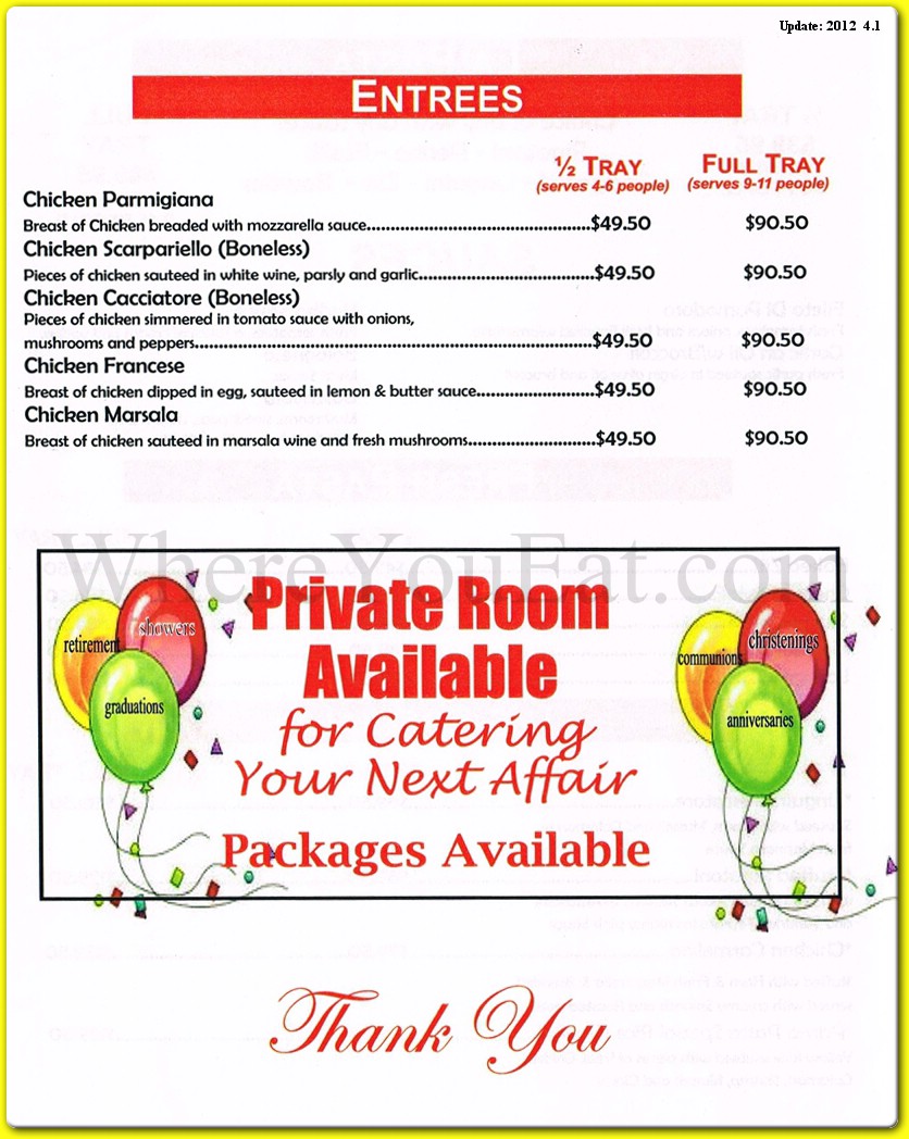 Prima Pasta Restaurant in Queens / Official Menus & Photos