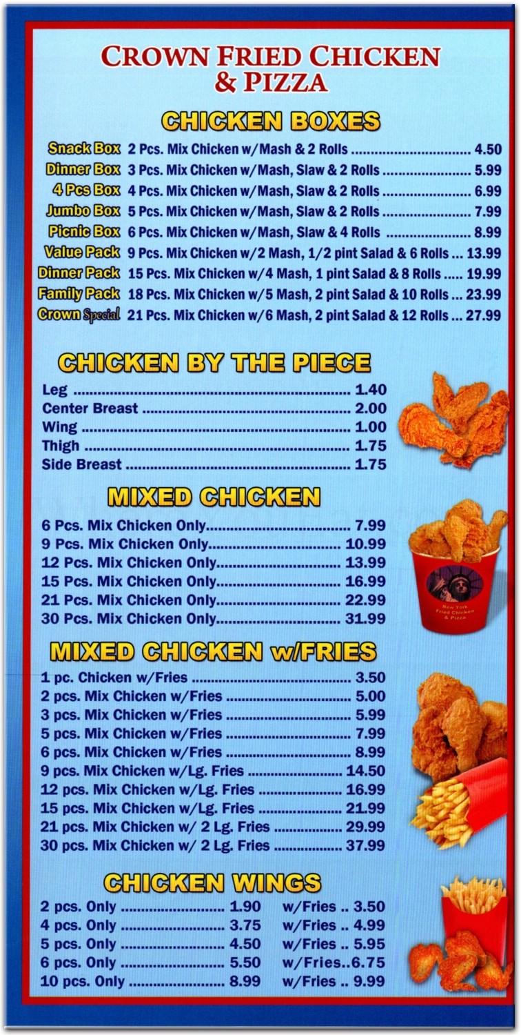 crown fried chicken waffle house menu
