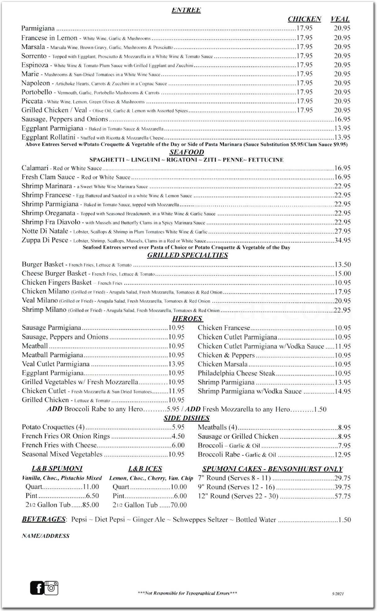 L and B Spumoni Gardens Restaurant in Brooklyn / Menus & Photos