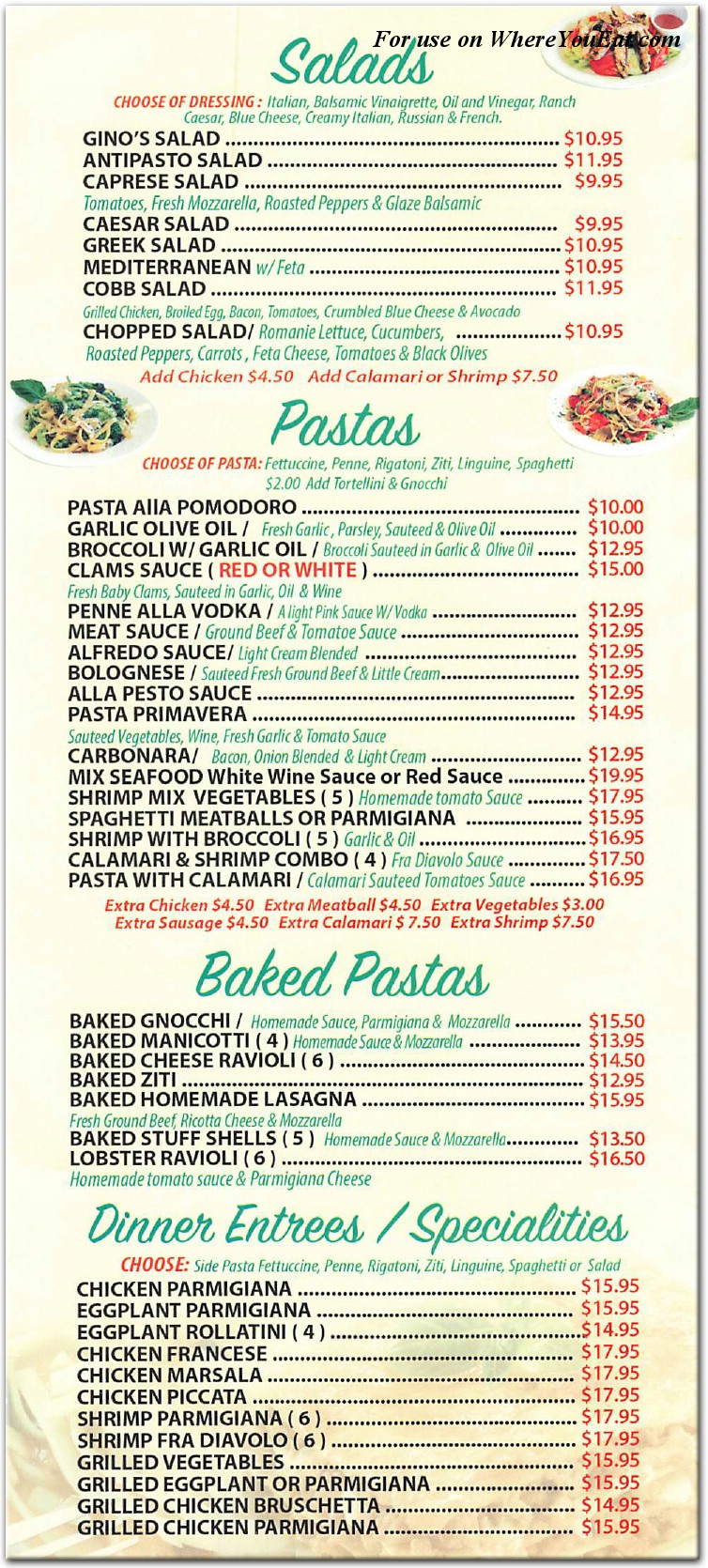 Gino's Pizzeria Restaurant in Queens / Menus & Photos