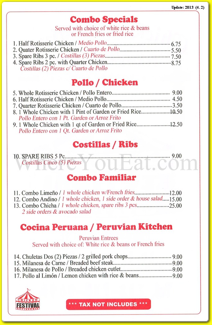 Chicken Festival Restaurant in Queens / Menus & Photos