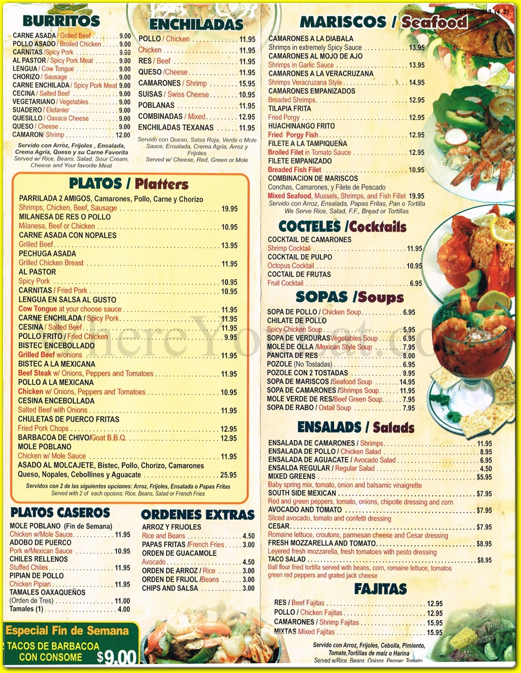 Mi cocina deals menu