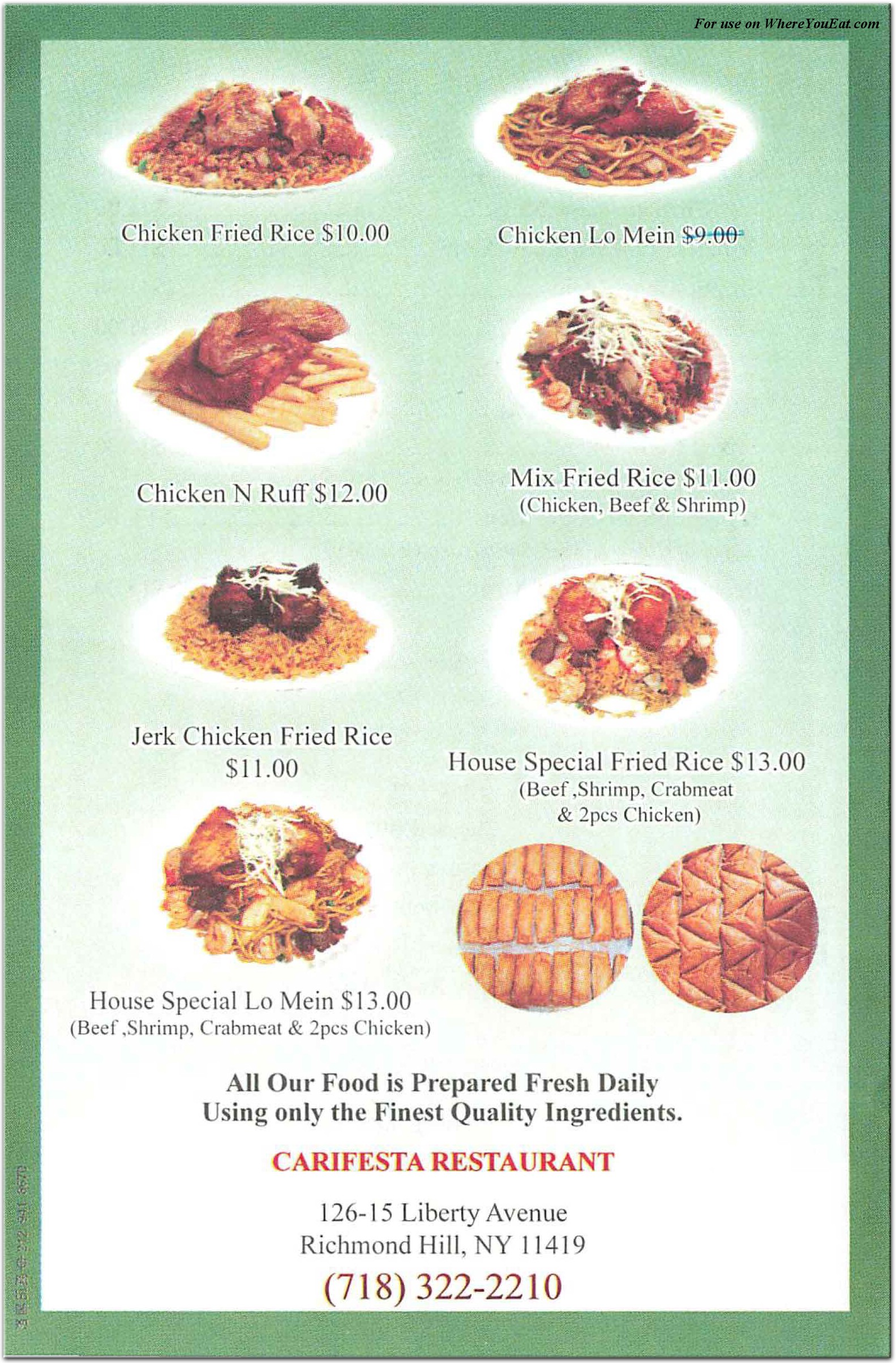 Carifesta Restaurant in Queens / Menus & Photos