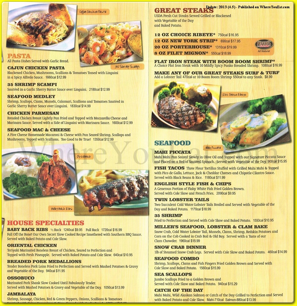 Miller s Ale House Restaurant In Staten Island Official Menus Photos