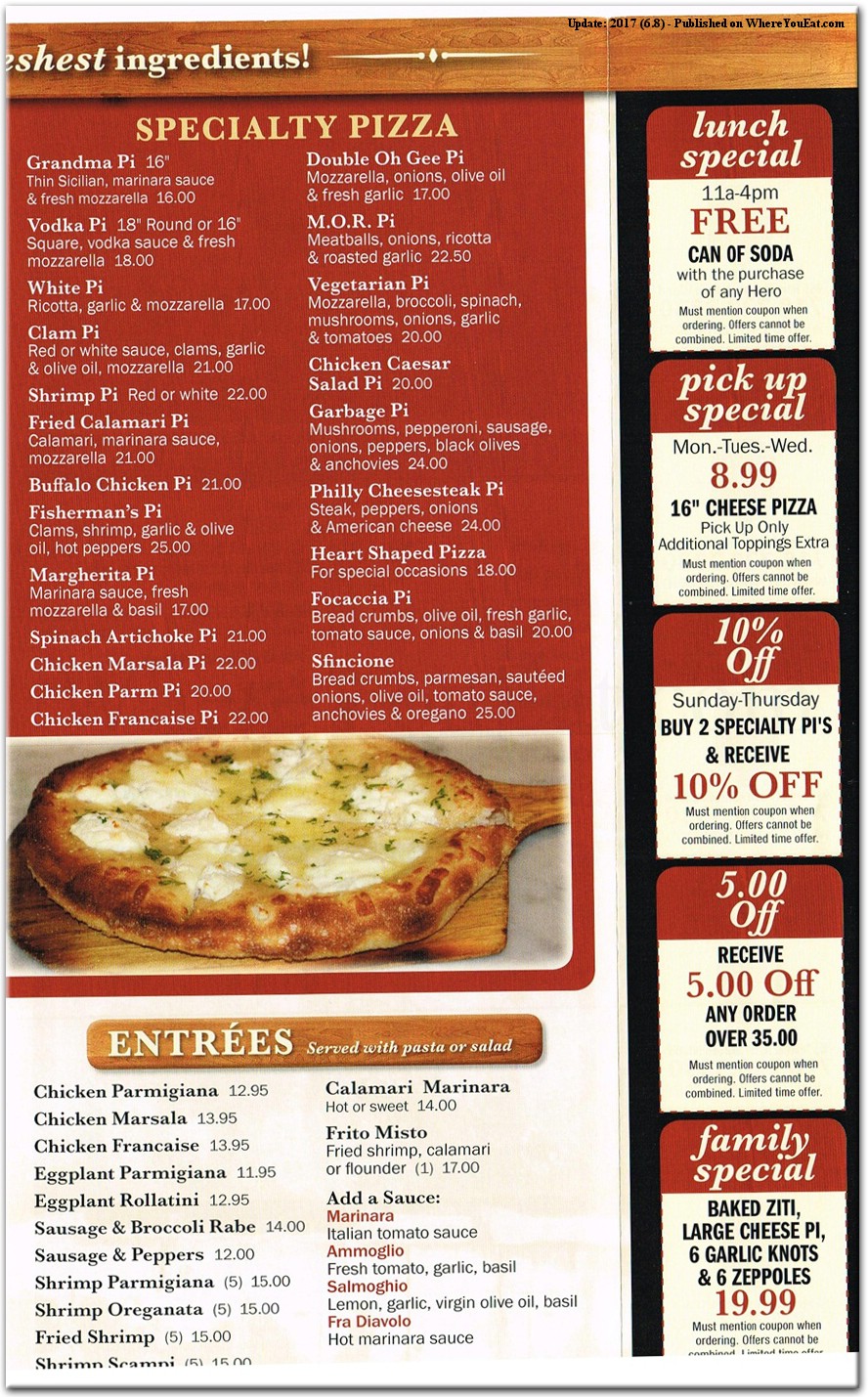 Pi Pizza Restaurant In Staten Island Official Menus Photos