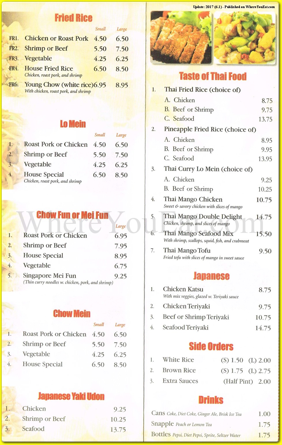 twin dragon restaurant menu