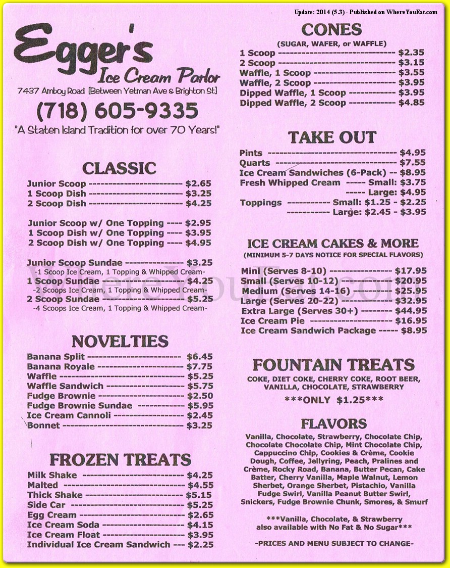 Egger's Restaurant in Staten Island / Menus & Photos