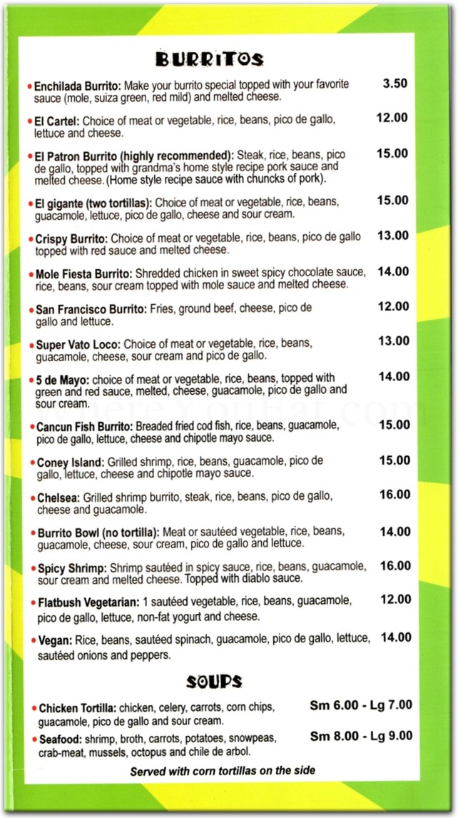 Taqueria El Patron Mexican Grill Restaurant in Brooklyn / Menus & Photos