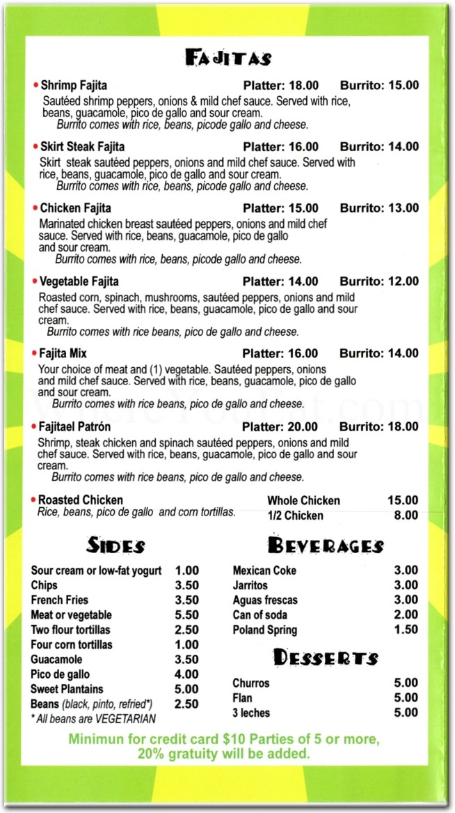 Taqueria El Patron Mexican Grill Restaurant in Brooklyn / Menus & Photos