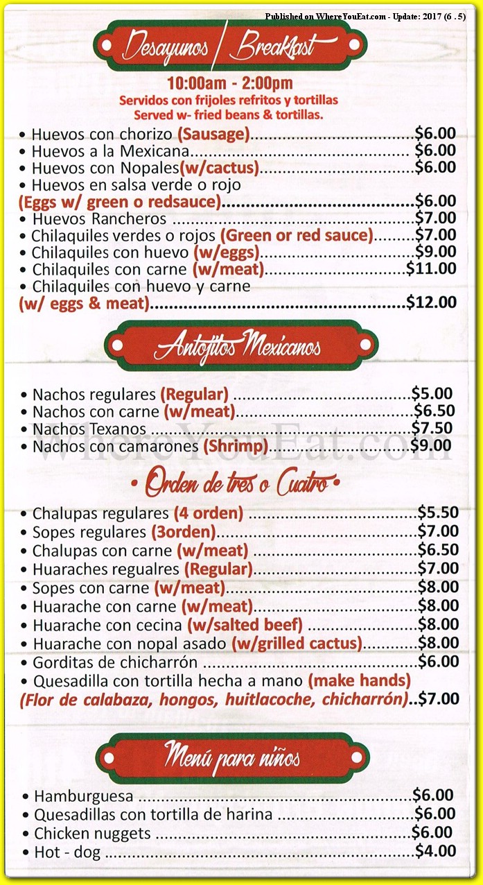 Taqueria El Maguey Restaurant in Brooklyn / Official Menus & Photos