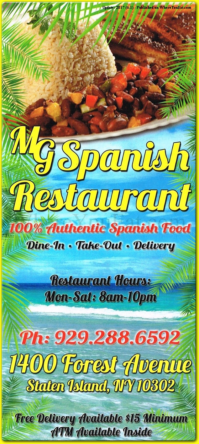 MG Spanish Restaurant Menu 1 