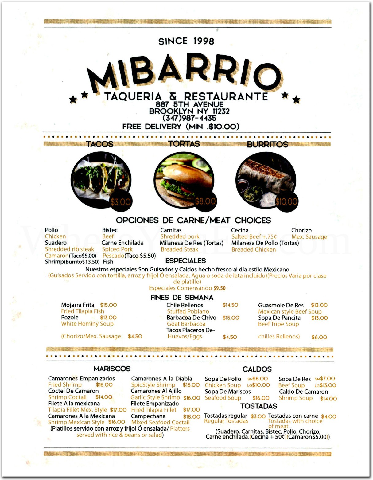 Mi Barrio 2 Restaurant in Brooklyn / Official Menus & Photos