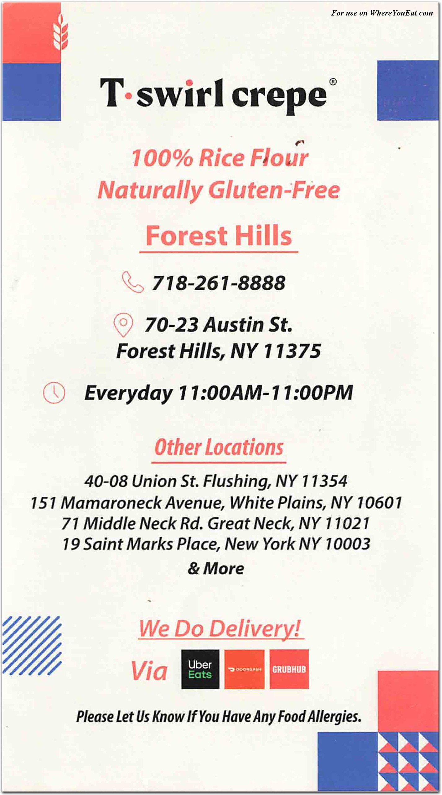 TSwirl Crepe Restaurant in Queens / Menus & Photos