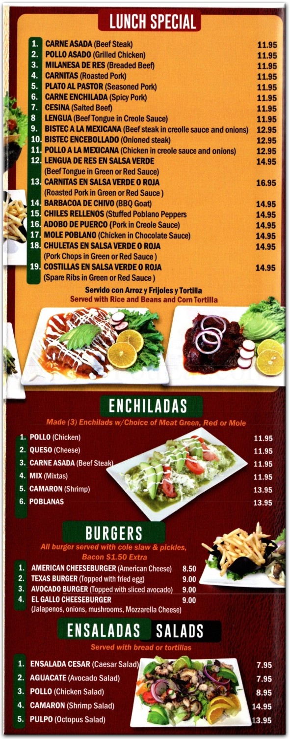 El Gallo Negro Restaurant In Queens Official Menus Photos