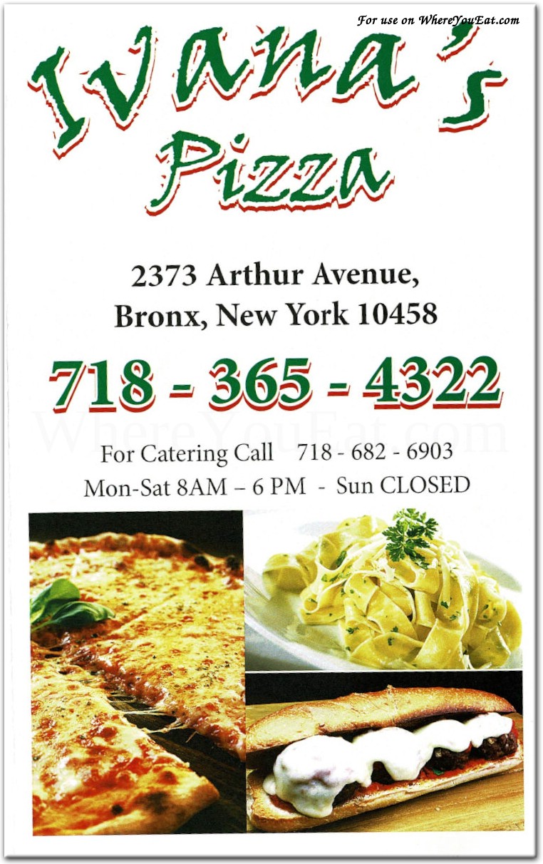 Ivana's Pizzeria Restaurant in The Bronx / Menus & Photos