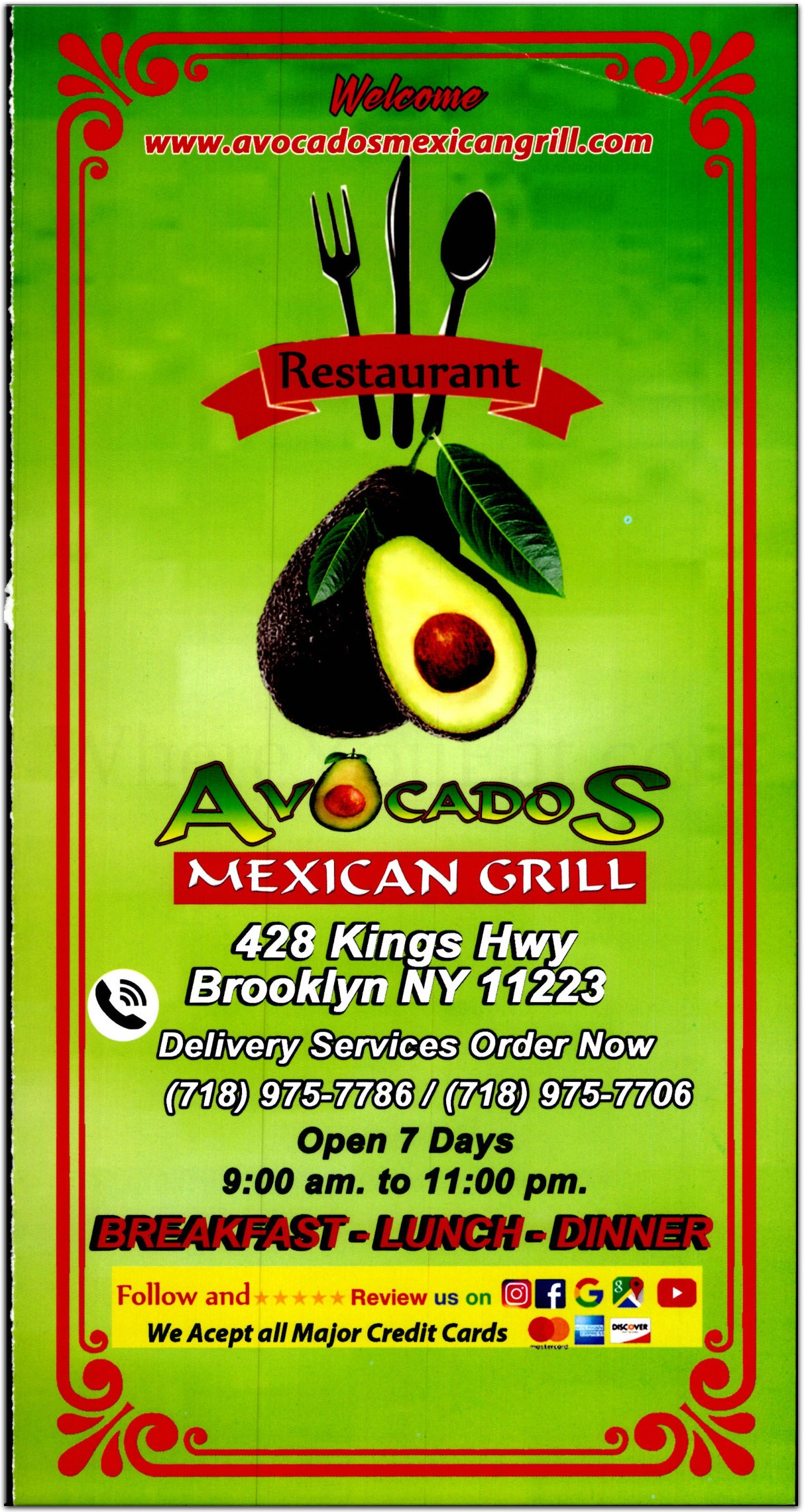 Fresh Sliced Avocados - Dinner Menu - Margarita King Mexican Grill