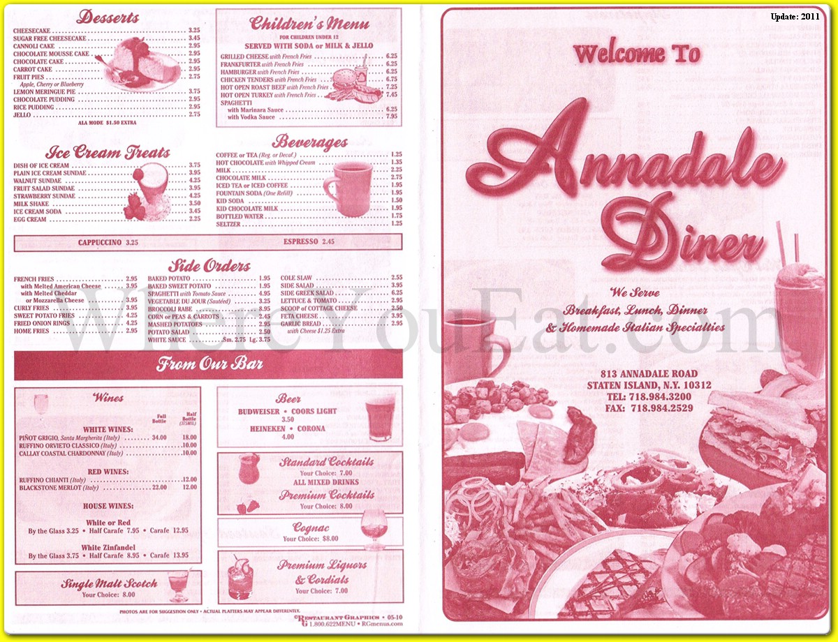 Annadale Diner Relocated Restaurant In Staten Island Official Menus ...