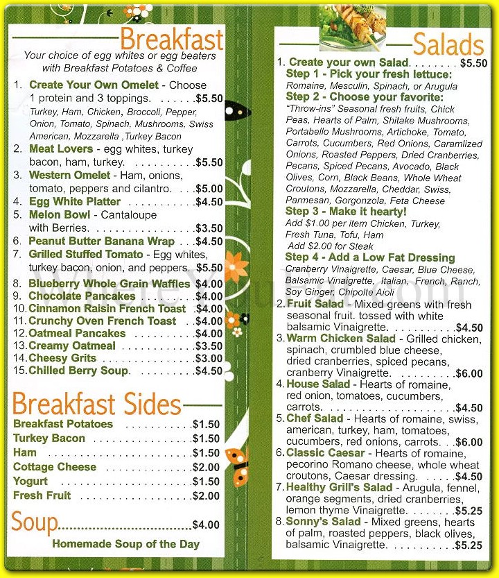 healthy restaurants menu