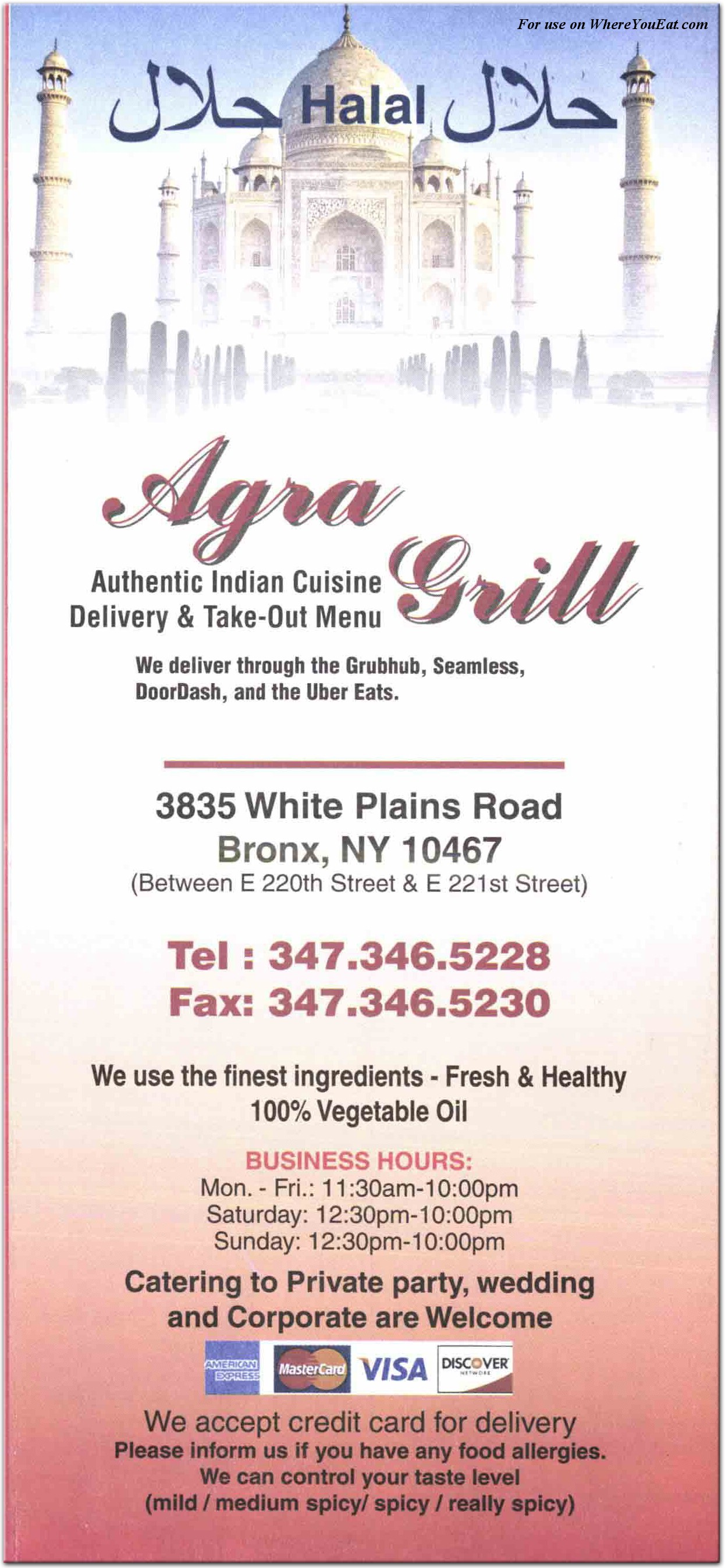 Agra Grill Restaurant In The Bronx Menus Photos   1 