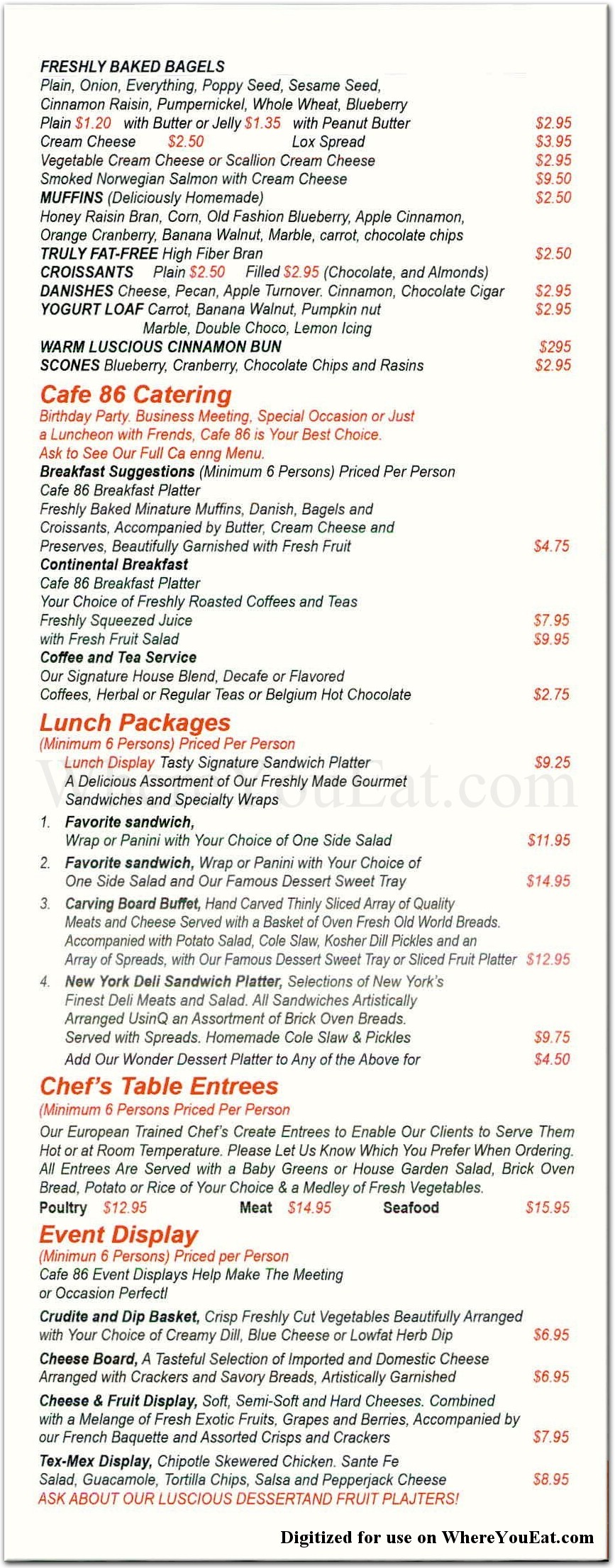 CAFE 86 Restaurant In New York Menus Photos