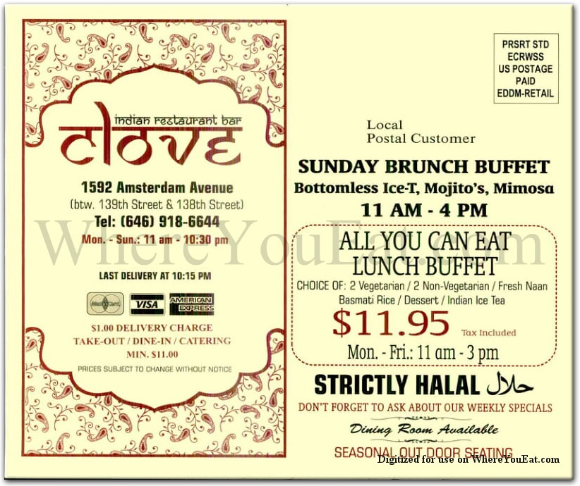 CLOVE Restaurant in New York / Menus & Photos