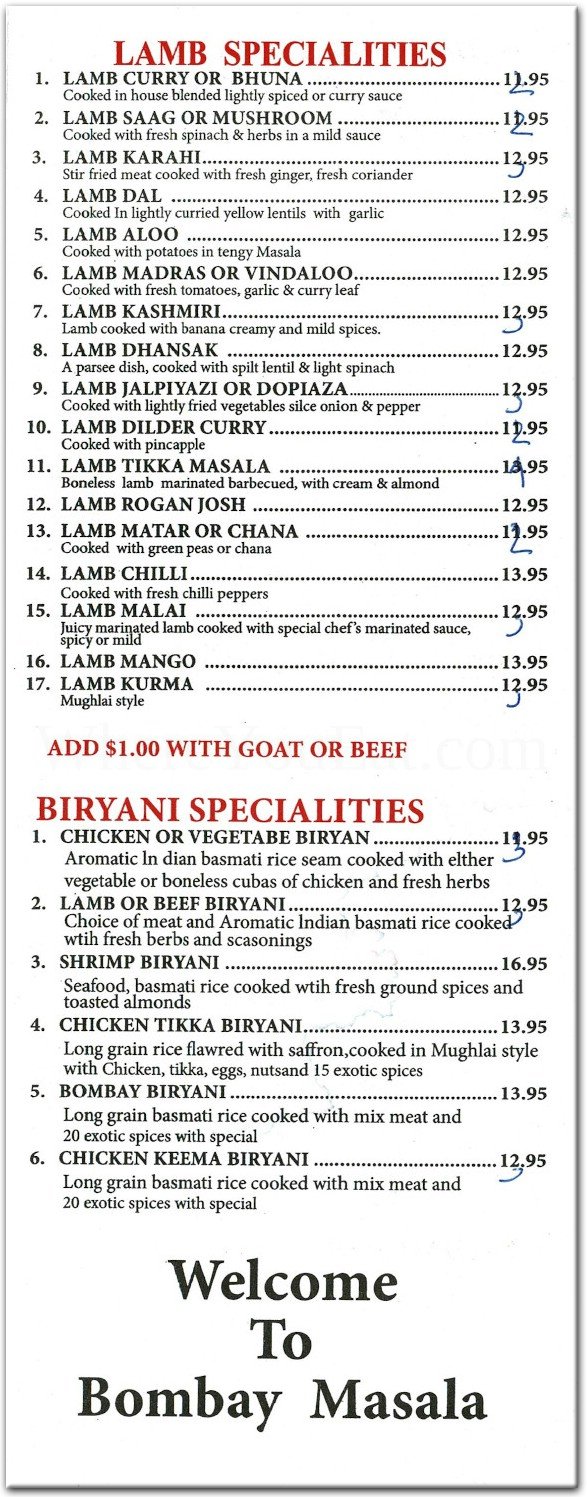 Bombay Masala Restaurant in Brooklyn / Official Menus & Photos