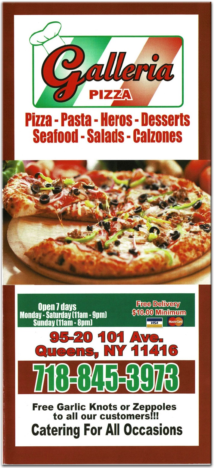 Galleria Pizza Restaurant in Queens / Official Menus & Photos