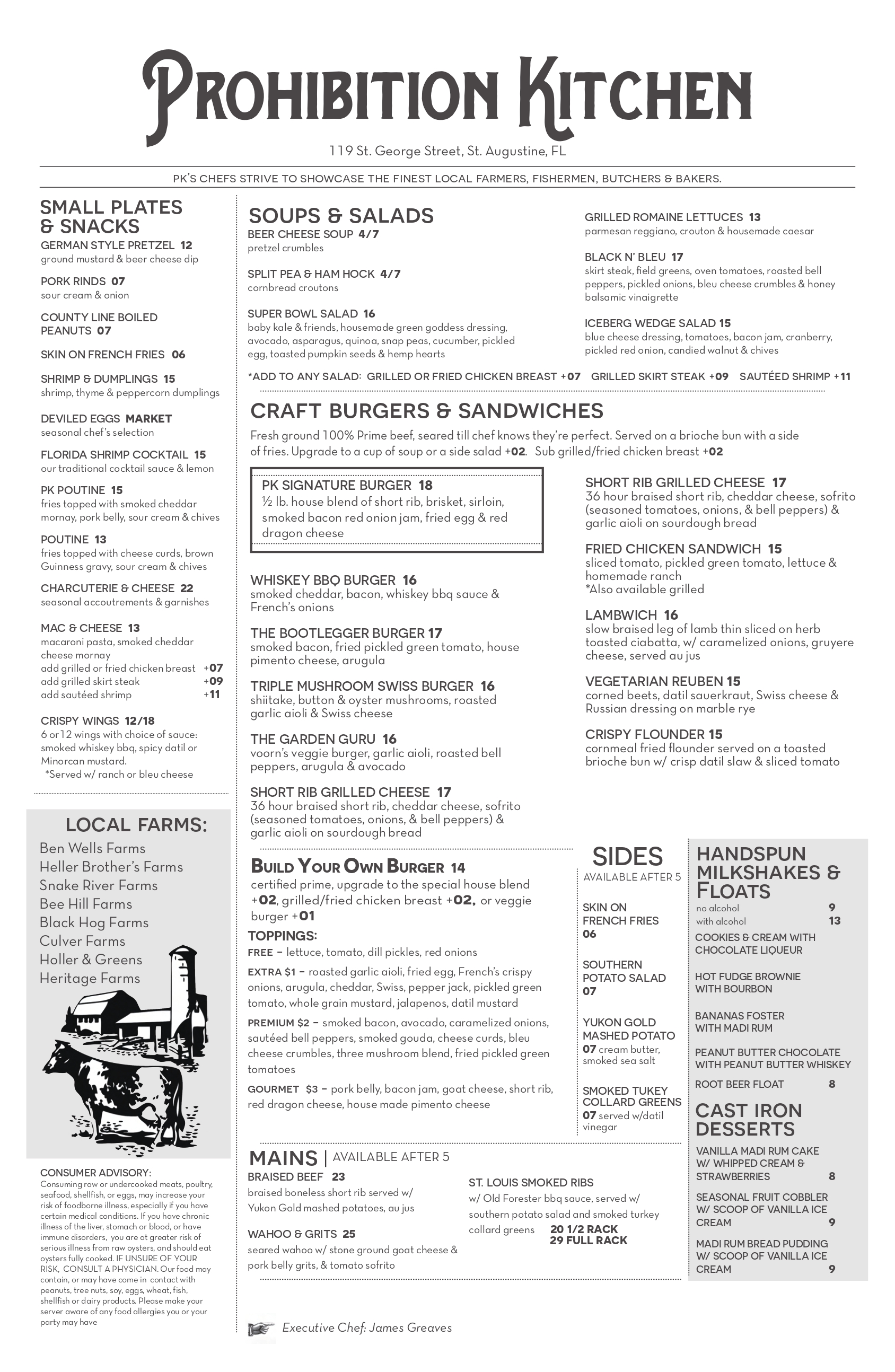 Prohibition Kitchen Restaurant In St Augustine Menus Photos   Prohibition Kitchen 1 