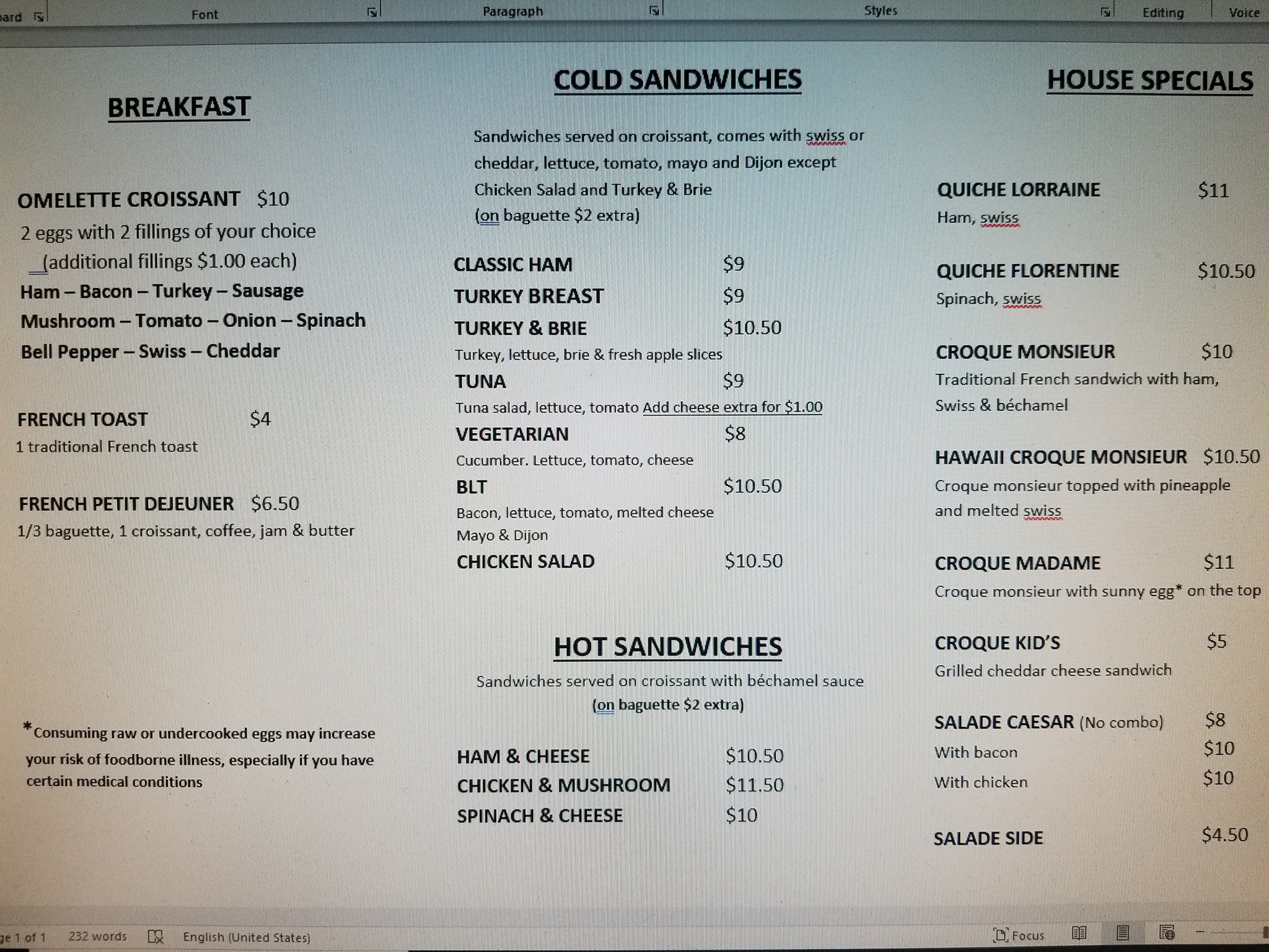 menu image