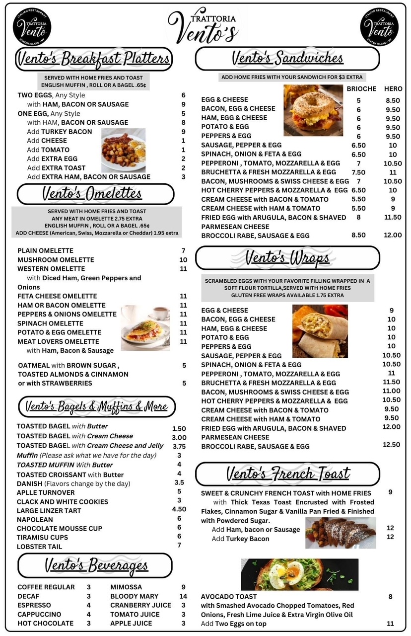 Trattoria Vento Restaurant in Staten Island / Official Menus & Photos